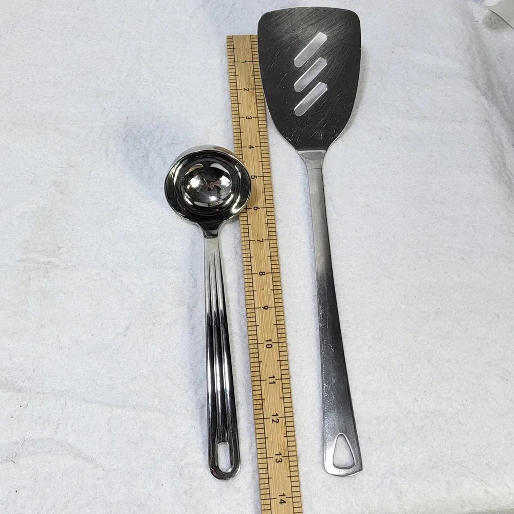 Oneida Stainless Steel Kitchen Utensil Set Slotted Spatula Turner & Small Ladle